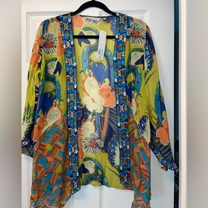 Soft surroundings kimono with embroidered detail
